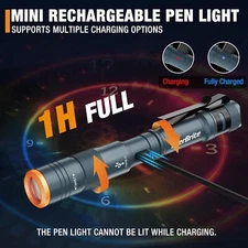 EverBrite Mini Pen Light-Blue 4Light Modes 300 Lumens Rechargeable w/USB C Cable