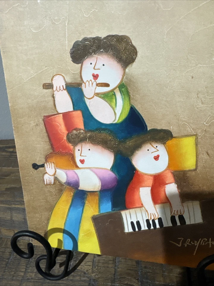 J. Roybal Original Oil Painting Framed Canvas Joyce Roybal Musical Trio 8 X 10 - Image 3 of 4