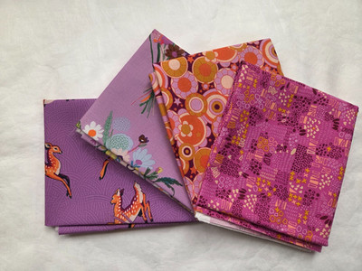 4 Fat Quarters, Lavender - FQ 18 x 22 Cotton Quilting Fabric Ver 2
