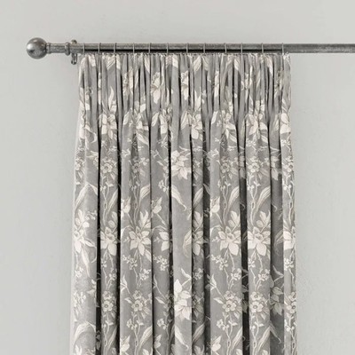 V&A Daffodil Dreams 100 % Baumwolle VERDUNKELUNGSVORHÄNGE, B228 TROPFEN 182 CM Band oben GRAU