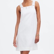 Madewell White Embroidered Tank Mini Linen Dress Pockets Eyelet 2