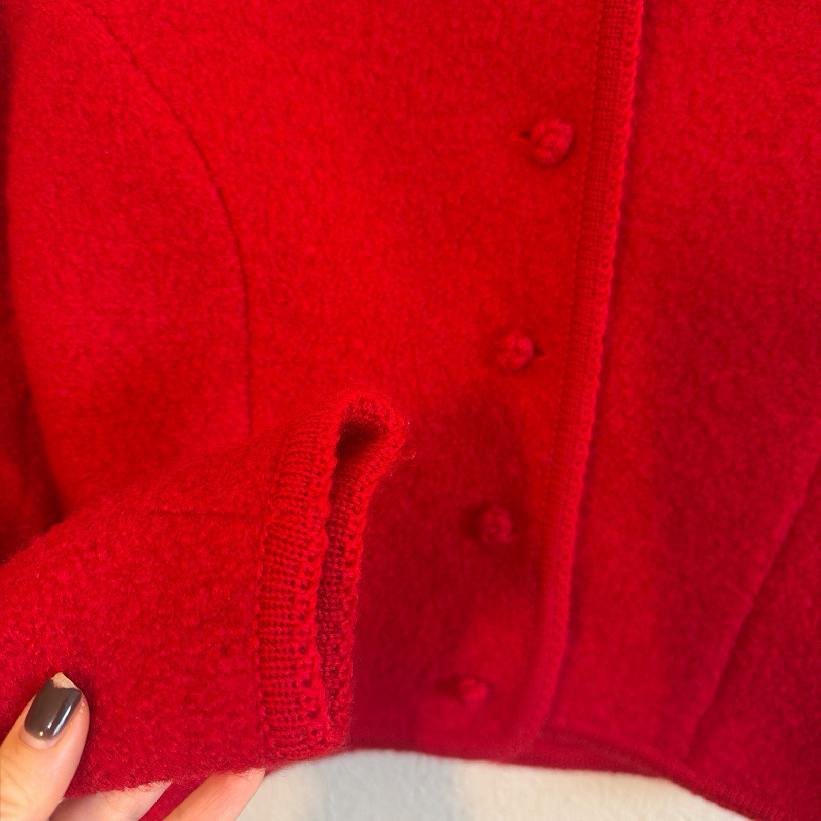 Lands' End Red Collared Wool Button Jacket Petite… - image 3
