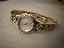 Vintage Movado 14K Gold Ladies Quartz Watch Diamond Bezel MOP Dial 25mm Swiss