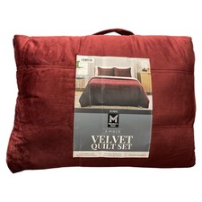 Member's Mark 3 Piece Super Soft Velvet Quilt Set, King Size, Burgundy