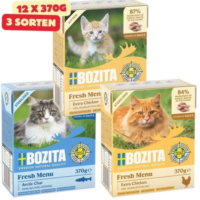 Bozita Kitten Häppchen in Soße Katzen Nassfutter Tetra Recart 12 x 370g 3 sorten