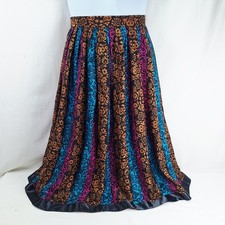 Oscar de la Renta Miss O Vintage Silk Skirt Pink Blue Yellow Gold Sz 12 70 s