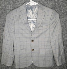 Ralph Lauren Boys Size 8R Grey Windowpane Plaid Blazer Sport Coat