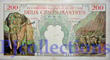 FRENCH INDOCHINA 200 PLATES 1953 PICK 98 aXF RARE W/PINHOLES