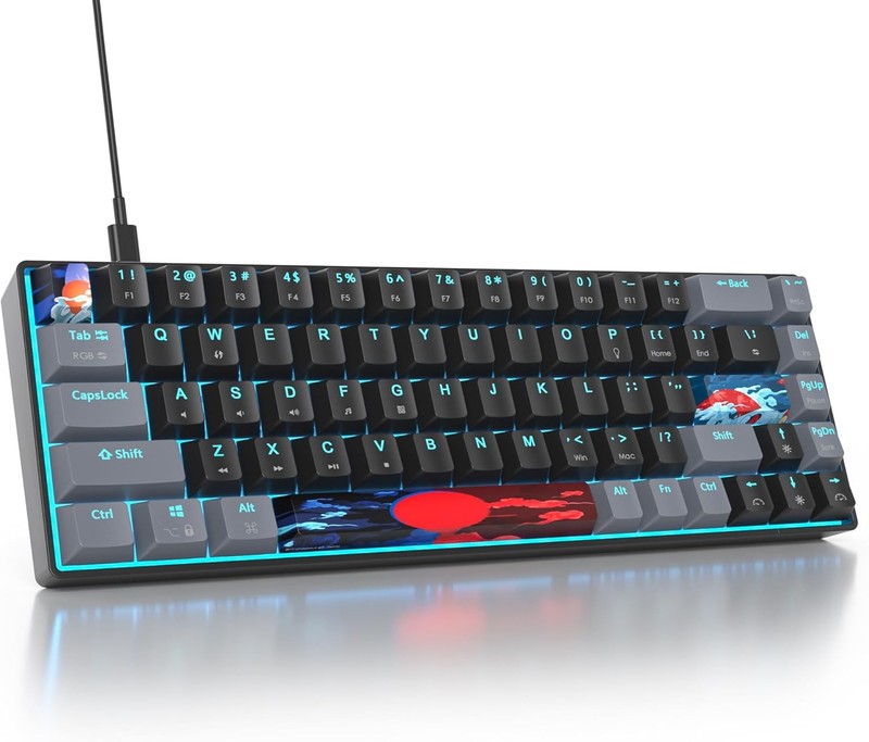 SbocKeeb 65% Keyboard,68-Keys Wired Mechanical Gaming Keyboard 60 Percent Backl