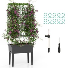 Raised Garden Bed w/Trellis Water Level Observer Drainage Holes Detachable Legs