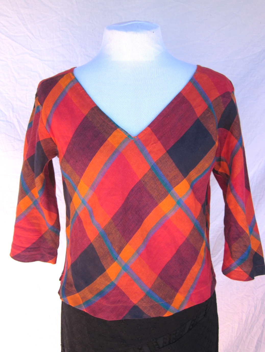 Top in lino Yves Saint Laurent Rive Gauche M vintage anni 80 Italia L Real Yves