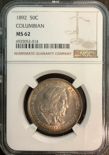 1892 WORLD’S COLUMBIAN EXPOSITION HALF DOLLAR COMMEMORATIVE 50C MS 62 NGC