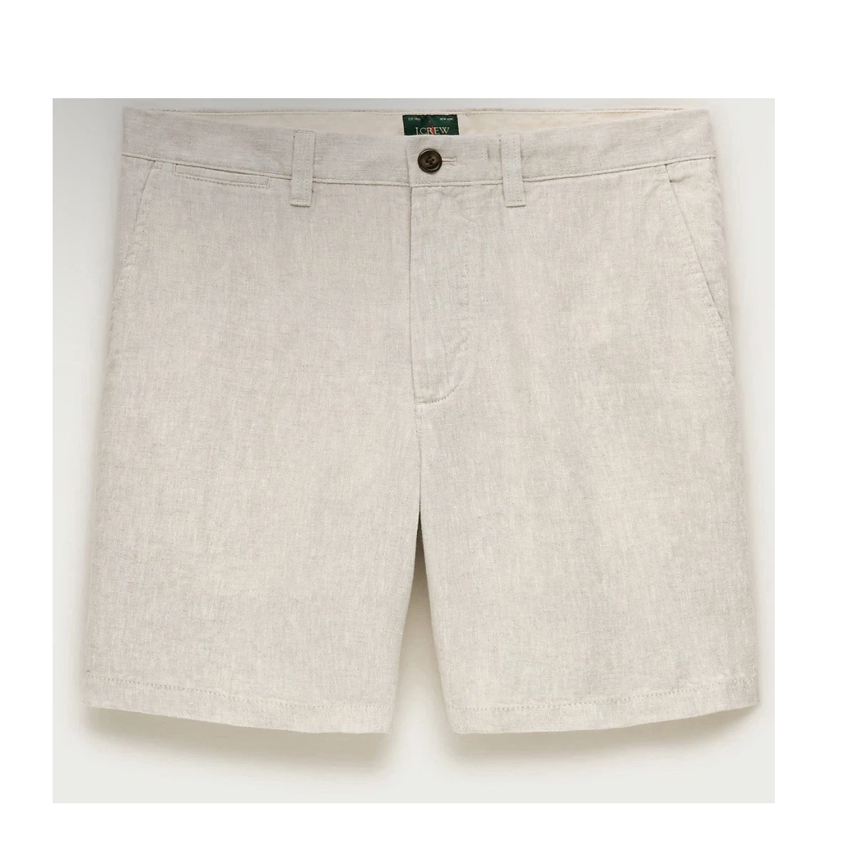 J.CREW Men's Linen Chino Shorts Beige Flat Front Button Closure Pockets