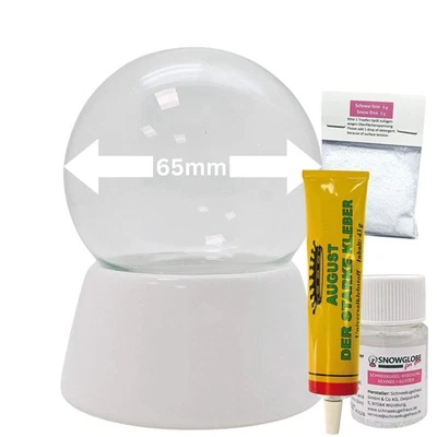 SNOWGLOBE-FOR-YOU DIY-Komplett-Bastelset für Glas-Schneekugel 65x85mm mit Schnee, Glitzer, Wasserk