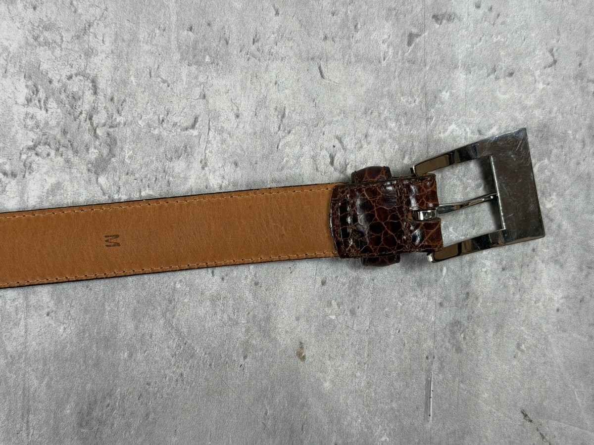 Vintage Ralph Lauren RL Dark Brown Crocodile Embossed Leather Skinny Belt Vintage Ralph Lauren Brown Leather Embossed | Mercari main image 2