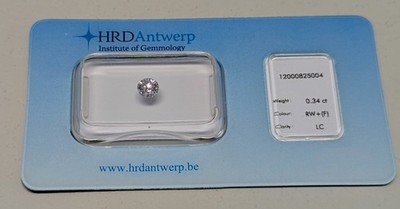 HRD CERTIFIED NATURAL DIAMOND 0,34 ct +F LC VG EX VG - NATURAL DIAMANT CERTIF