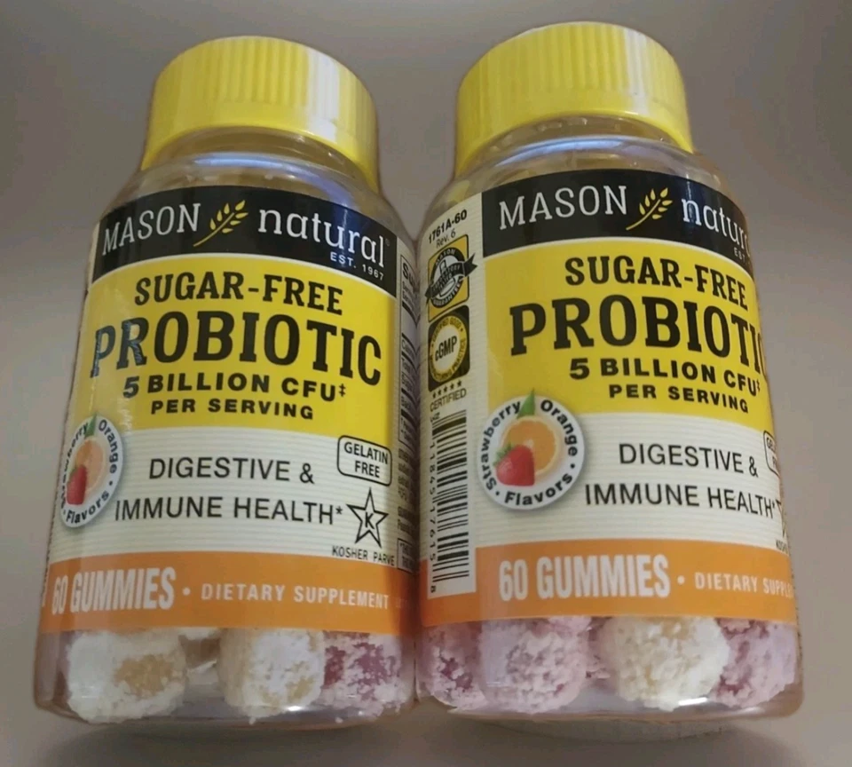 Pack de 2 gomitas naturales Mason SIN AZÚCAR para cuerpo, cabello, piel y uñas 60ct. Exp-12/25 Foto 3 de 4