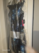 Adrianna Papell Womens Black Blue Floral Sleeveless Fit & Flare Midi Dress 12