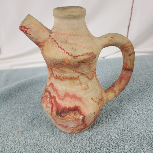 Vintage Nemadji Pottery American Indian Vessel Pitcher Glazed Inside 7.5 x6" - Picture 2 of 7