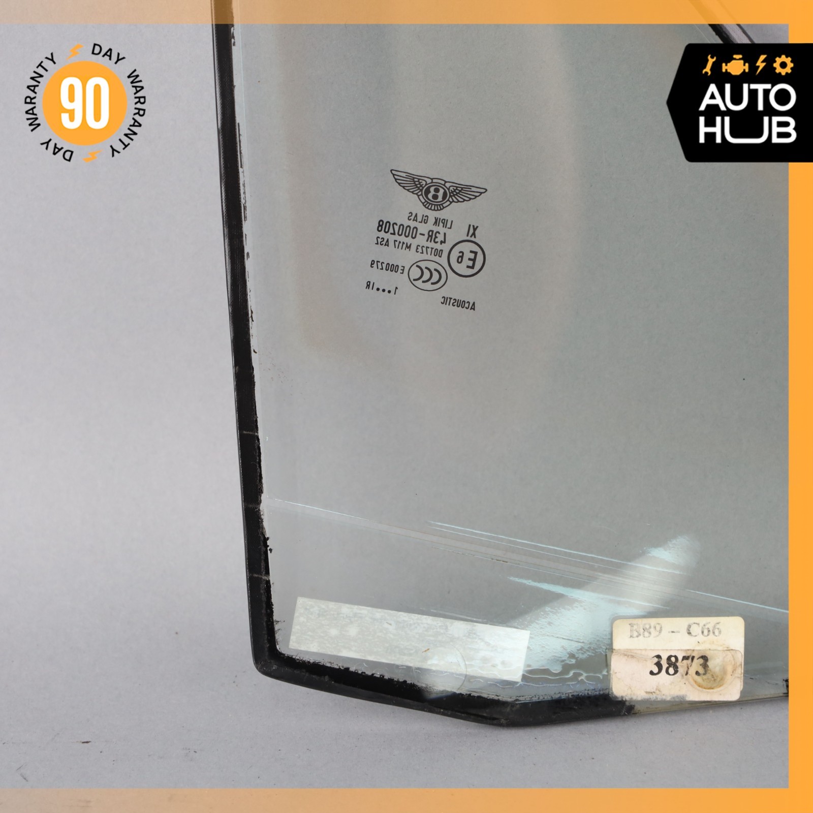 06-13 Bentley Continental Flying Spur Front Left Door Corner Window Glass OEM