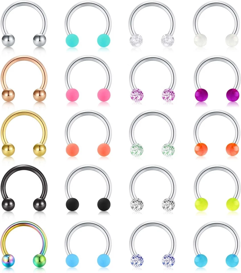 Versátil 20 Piezas Acero Inoxidable Piercing Herradura Joyería - Moda y Comodidad Foto 2 de 3