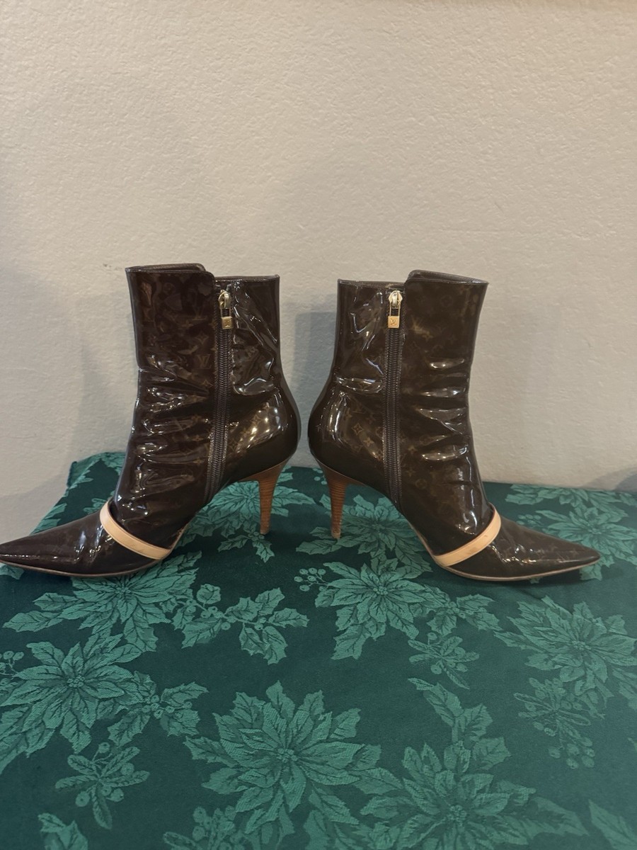 Louis vuittonブーツ　38 Official LOUIS VUITTON Vintage Patent Monogram Ankle Boots Size 38