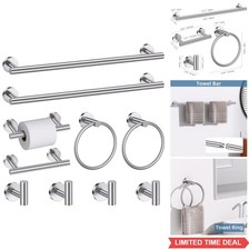 Bathroom Hardware Set 10 Piece Brushed Nickel Stainless Steel Towel Bar 23.6