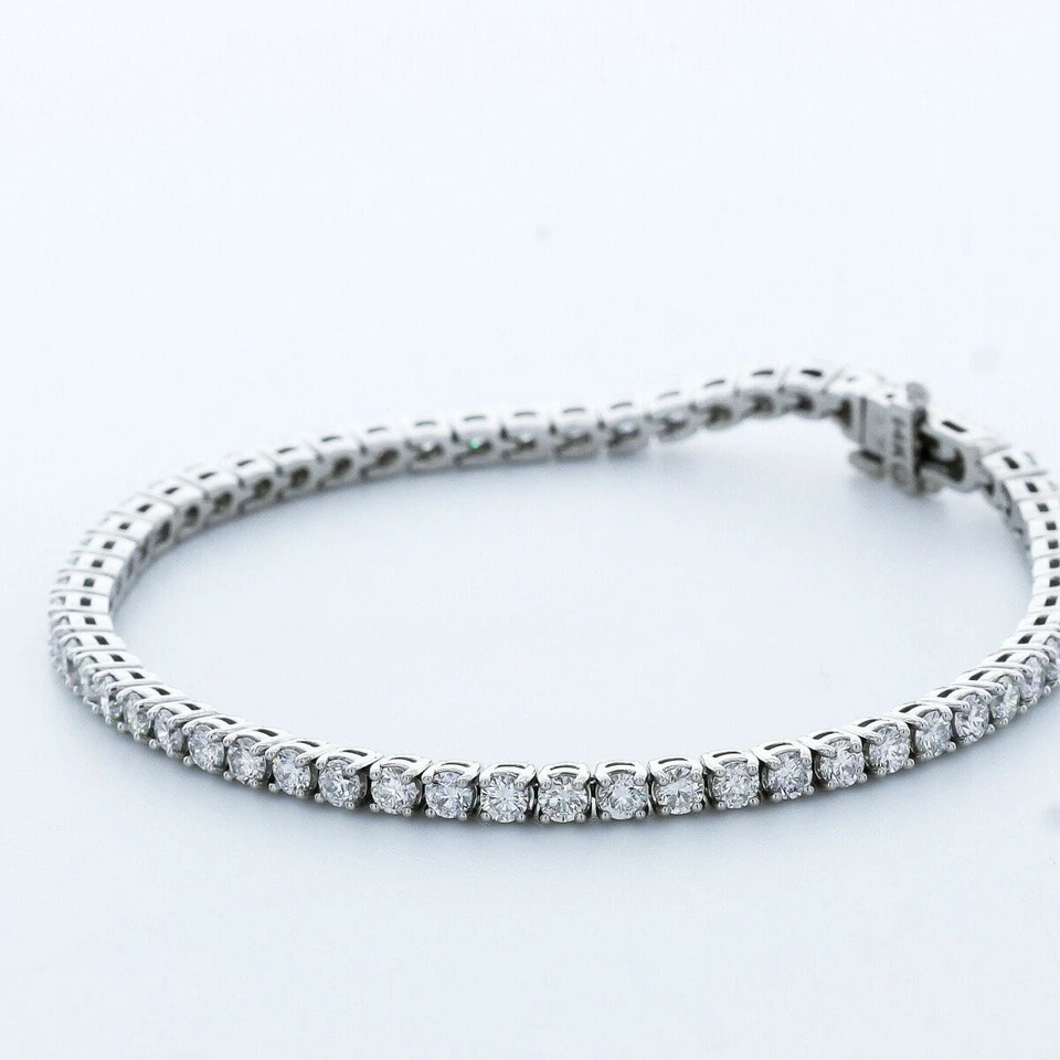 Brazalete tenis canasta oro 14k diamantes naturales redondos 4 1/2ct H VS2 Foto 2 de 4