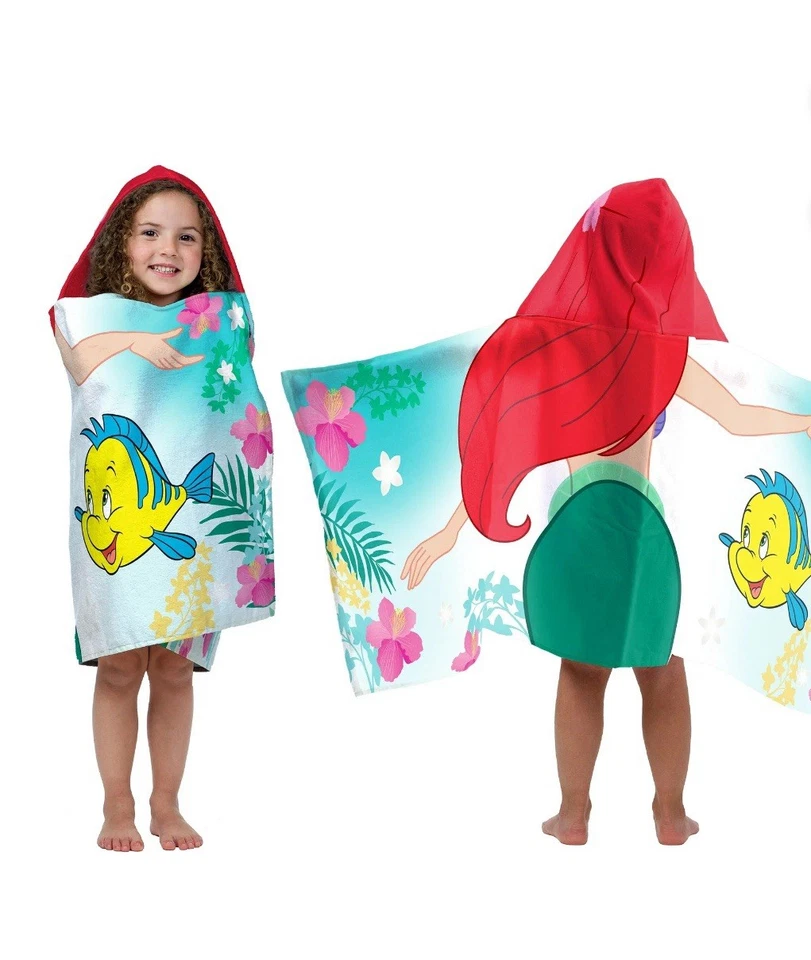 Toalla de baño con capucha Disney Princesa La Sirenita Ariel 22" x 51" algodón Foto 4 de 4