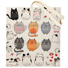 Cute Tote Bag, Cat Gifts for Women, Cat Lover Gifts Reusable Shopping Bag Gif...