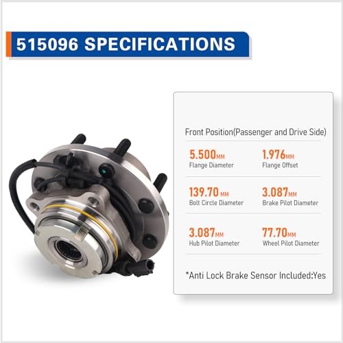 Conjunto de cojinete de cubo de rueda delantera 515096 compatible con Chevy Tahoe, - Imagen 4 de 7