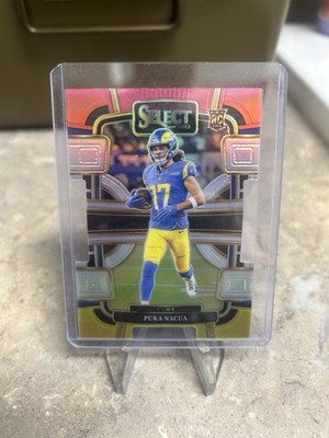 2023 Panini Select - Concourse Puka Nacua #56 Red & Yellow Prizm Die-Cut (RC)