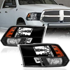 Pair Headlights For 2009-2018 Dodge Ram 1500 2500 3500 Quad Lamp Left & Right