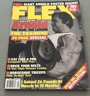 Arnold Schwarzenegger W/ Poster - FLEX Bodybuilding Magazine - September 2004