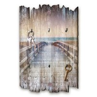 Meerblick - SchlüSselbrett Aus Holz Im Shabby Chic Mit 6 Haken, Handgemacht