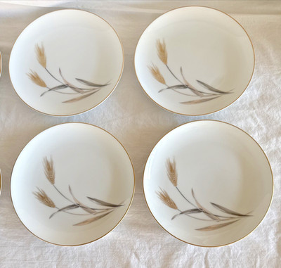 4-Sango Autumn Gold Salad Plate MCM Wheat Design Gold Trim 7.5'' Fine China Japan