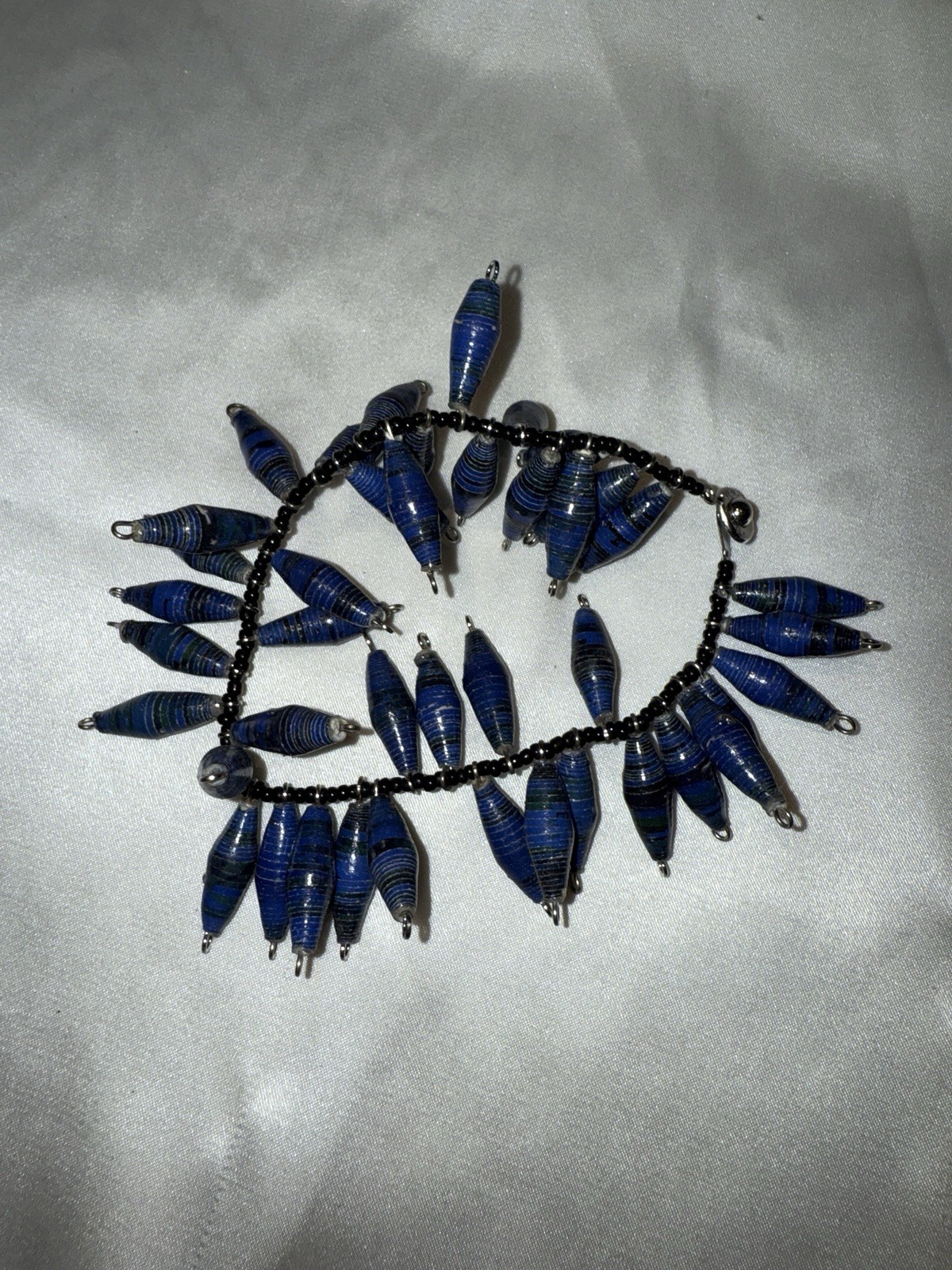 Statement Bracelet Blue Turquoise Beaded Cone Sha… - image 1