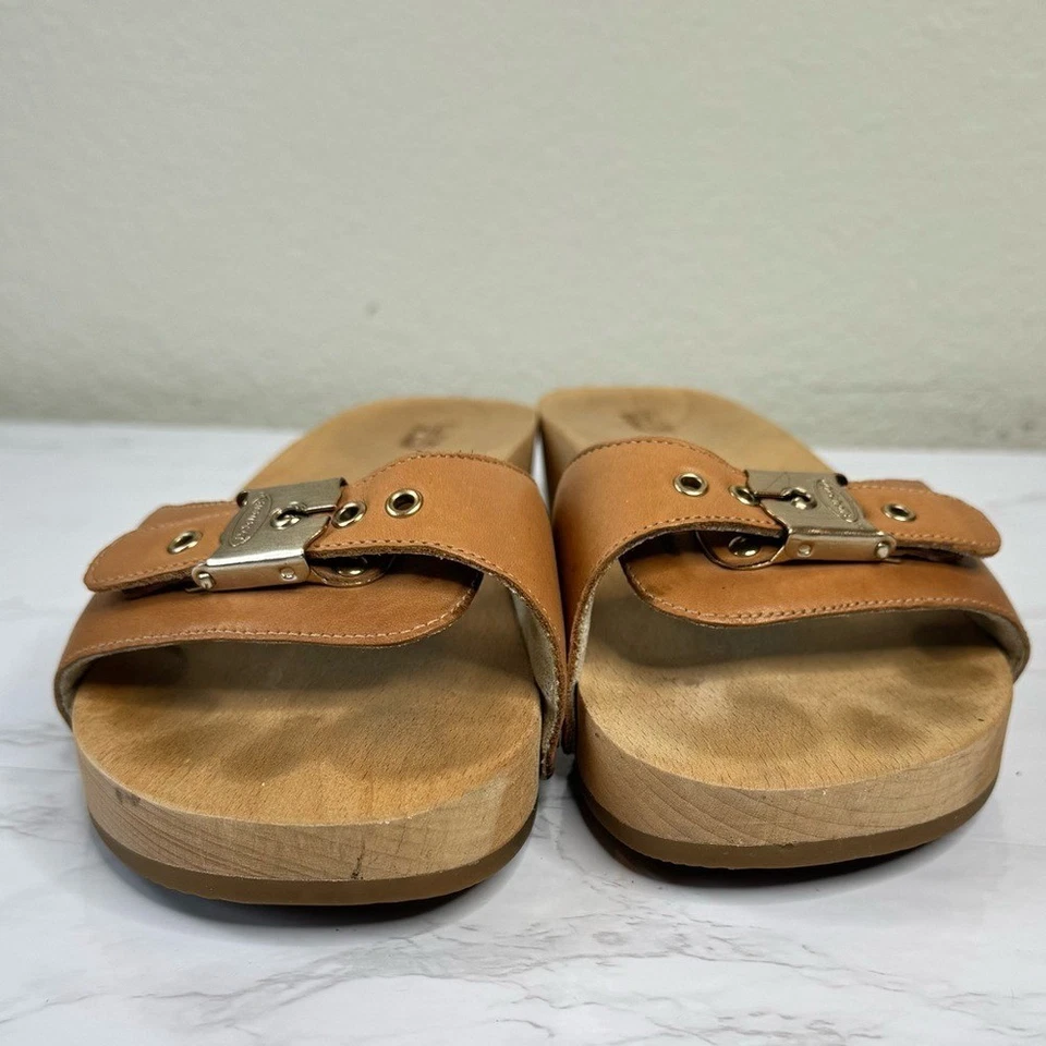 Zueco con hebilla vintage talla superior de cuero mula deslizable madera original Dr. Scholl's Foto 3 de 4