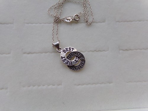 Solid Sterling Silver 925 Best Friends Necklace 18 in. Chain