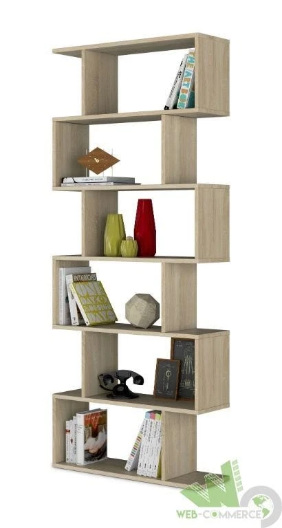 Libreria SOARS 6 Ripiani In Legno Con Porta: Design Industriale A S, 70x23x183 Cm, Colore Caffè - copertina