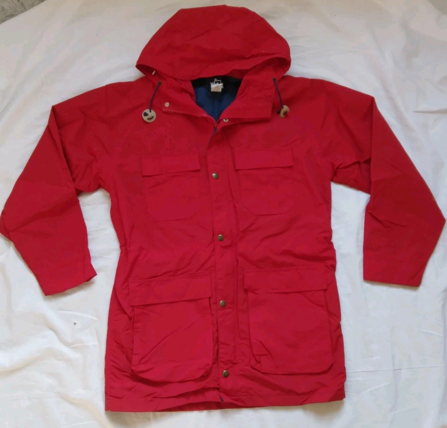Vintage Woolrich Jacket Full Zip 2-Way Rain Parka Red USA Gorpcore Medium Tall