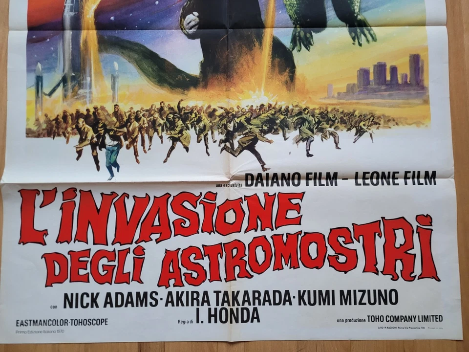 Invasion des Astro-Monsters italienisches Ein Panel Filmposter Godzilla Rodan - Bild 2 von 4