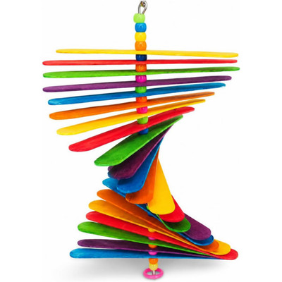 Bonka Bird Toys 867 Big Stick Colored Spinning Wood Chew Play Parrot Cage Toy