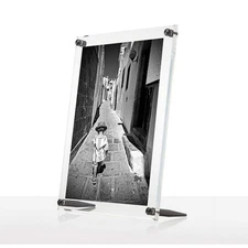 8x10" Clear UV Grade Acrylic Tabletop Floating Picture Frame Display with Gra...