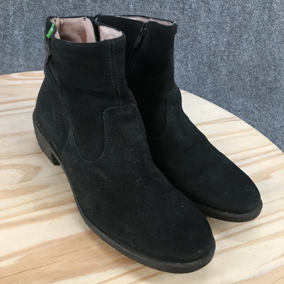 El Naturalista Boots Womens 41 Black Quera Ankle Booties Suede Zip Heels Casual - Image 4 of 4