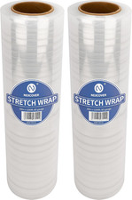 18 Inch Stretch Wrap - 1200 Feet  60 Gauge, 2 Roll Clear Plastic Self-Adhering