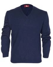 NWT EZZELINO SWEATER wool cashmere V-neck blue 2-ply luxury Italy M