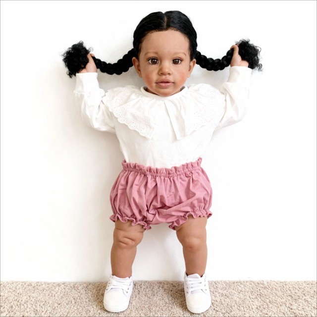 26 Inch Lifelike Reborn Baby Dolls Soft Cloth Body Black Skin Toddler Great Gift