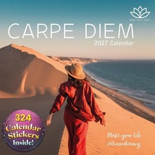 2027 Square Wall Calendar-Carpe Diem 12 x 12 Inch Monthly View, 16-Month