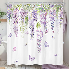 Purple Lavender Shower Curtain 72Wx72H Inch Lilac Spring Floral Wisteria Botany